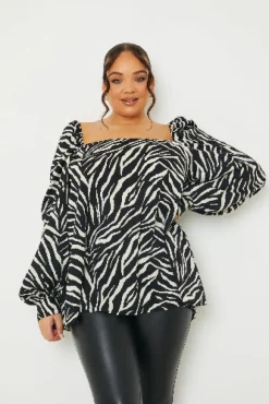 Zebra Woven Balloon Sleeve Blouse|In the Style New