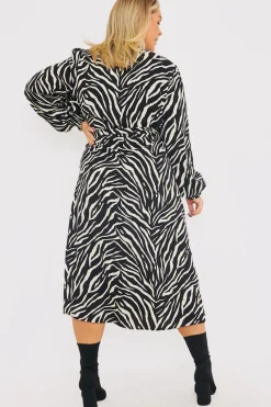 Zebra Woven Printed Wrap Midi Dress|In the Style Outlet