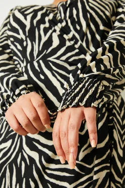 Zebra Woven Printed Wrap Midi Dress|In the Style Outlet